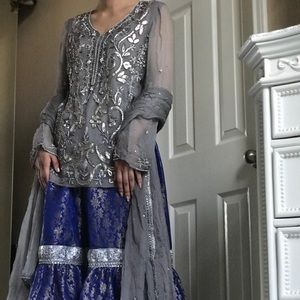 New Indian Pakistani Gharara with Chiffon Dupatta